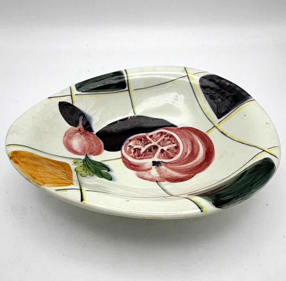 Hand Painted Fruit Pattern Ceramic Bowl White/Multicolor Glossy MPN 9890